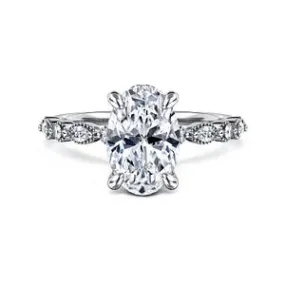 14K White Gold Oval Diamond Engagement Ring