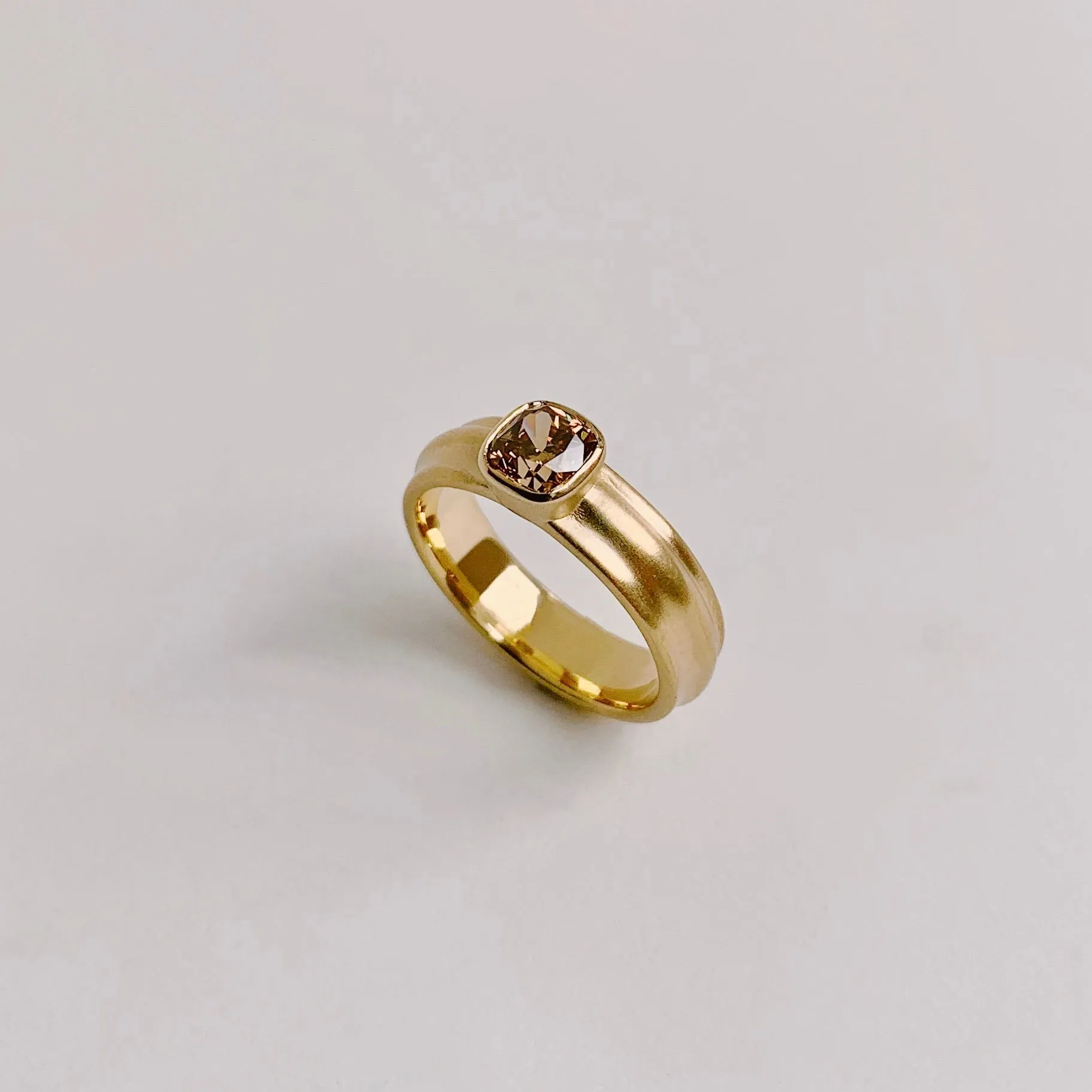 18k Royal, Wide Column Solitaire, with Fancy Deep Brown .79ct Argyle Diamond