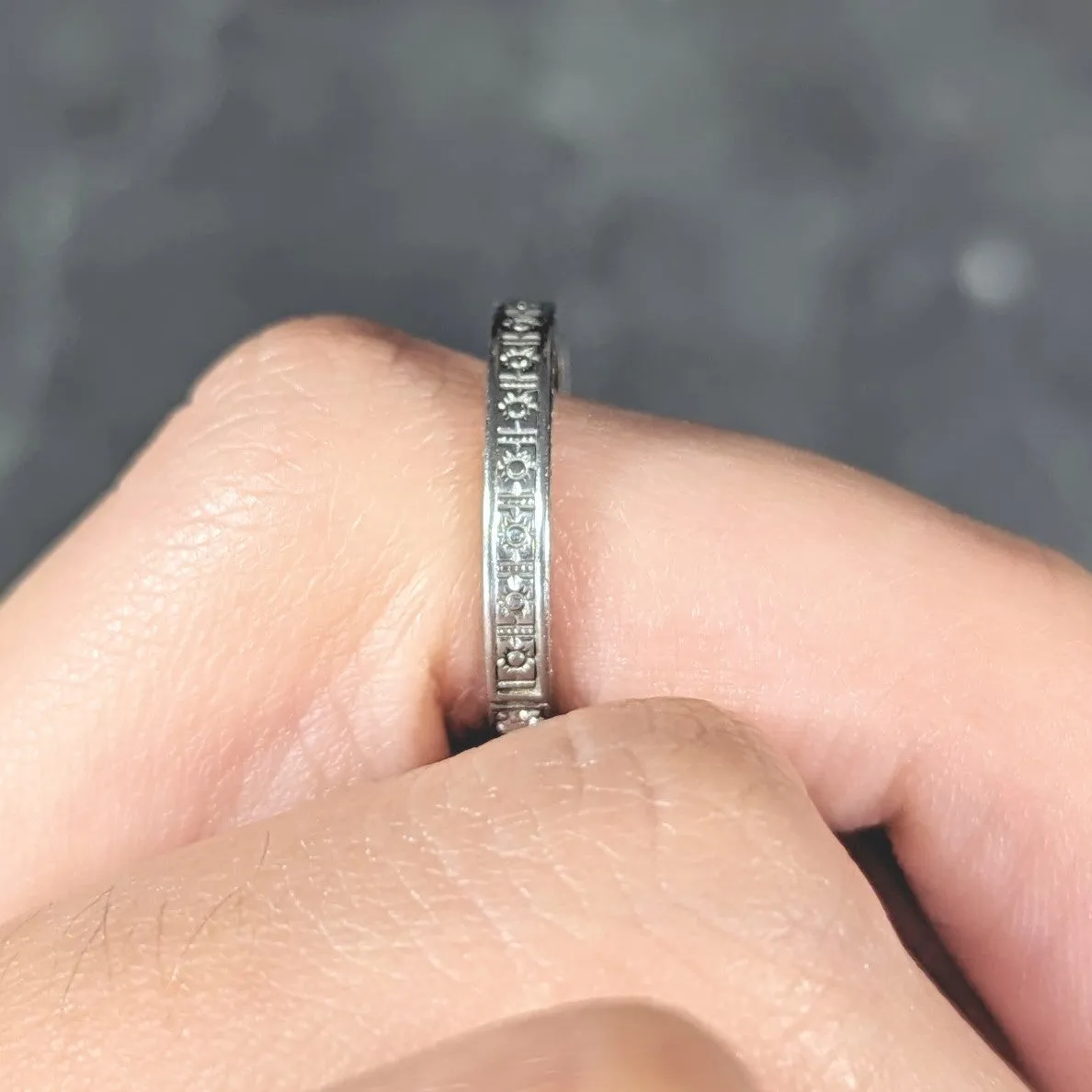1927 Art Deco Diamond 18 Karat White Gold Wheat Orange Blossom Vintage Band Ring