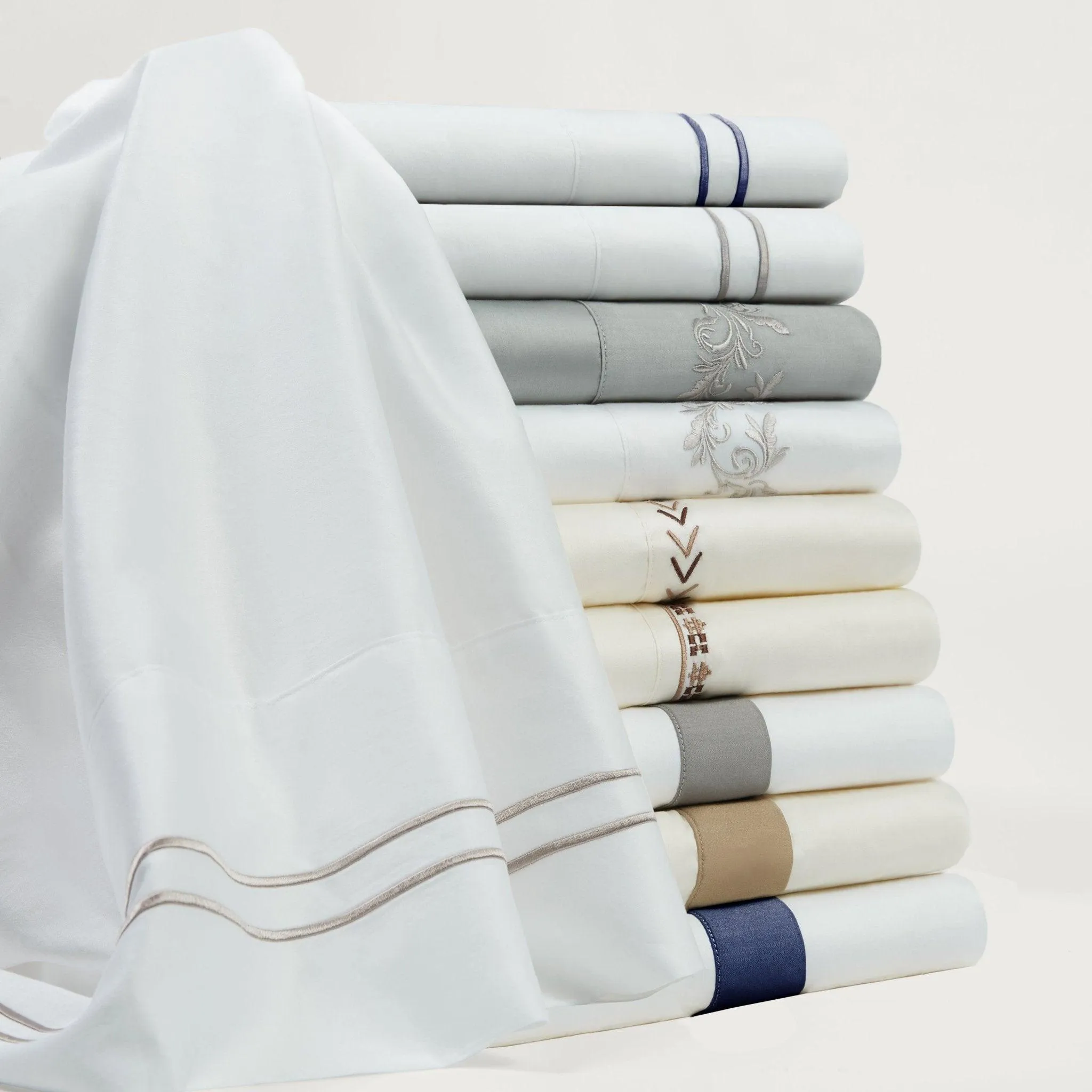 350TC Cream Sheet Set with Tan Flange