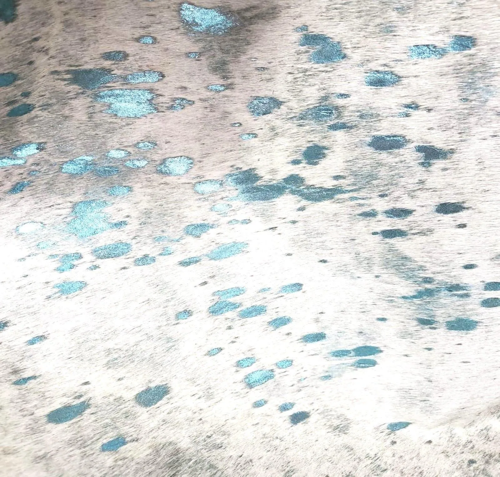 Acid Wash Baby Blue on White Cowhide