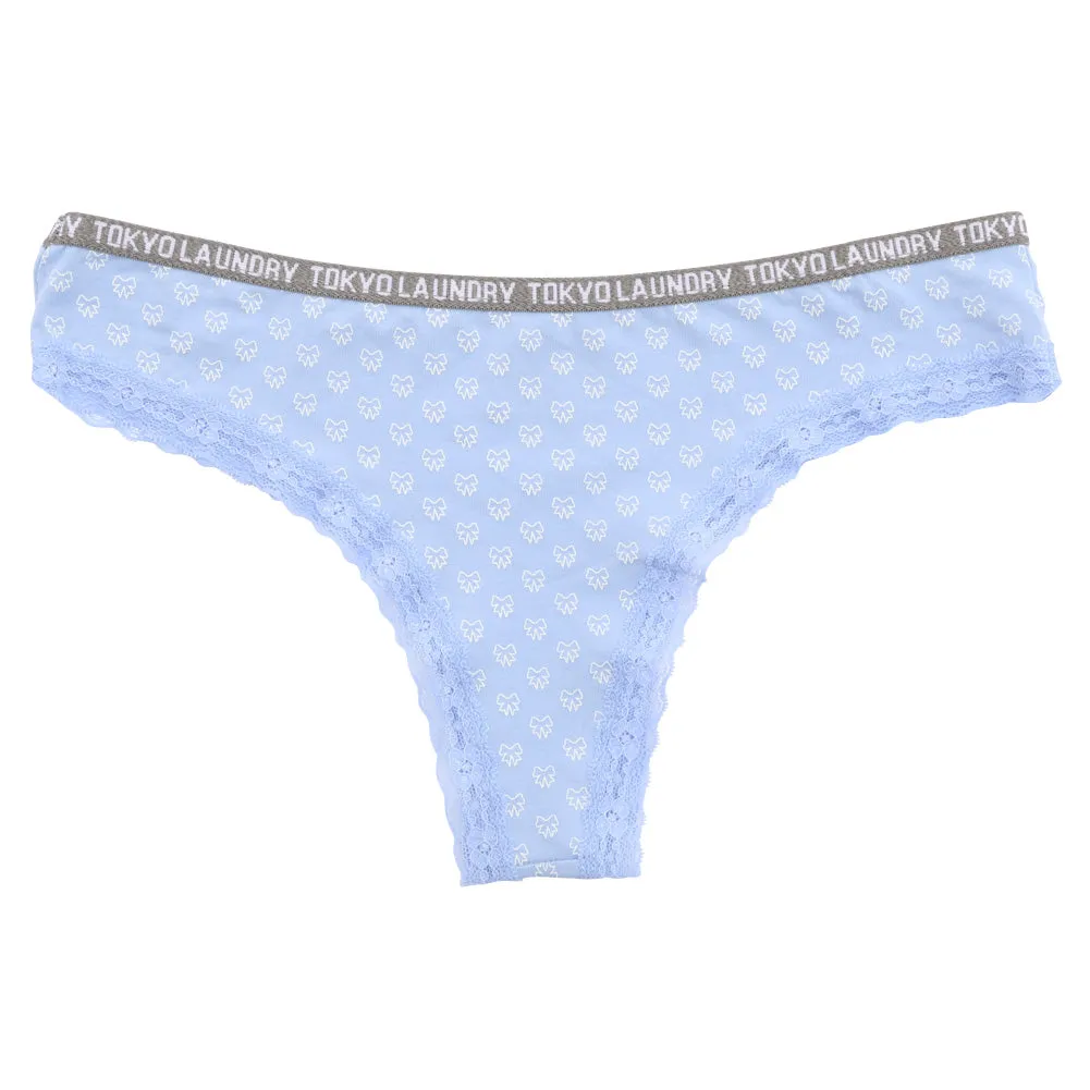 Aubree (3 Pack) High Leg Lace Knickers In Mid Grey/ Grey / Blue - Tokyo Laundry