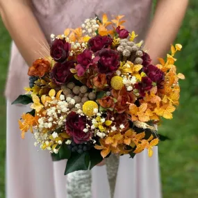 Autumn wedding bouquet Burgundy and orange bridal bouquet Ochre wedding bouquet Magaela accessories Bouquet for bride Fall wedding Handmade