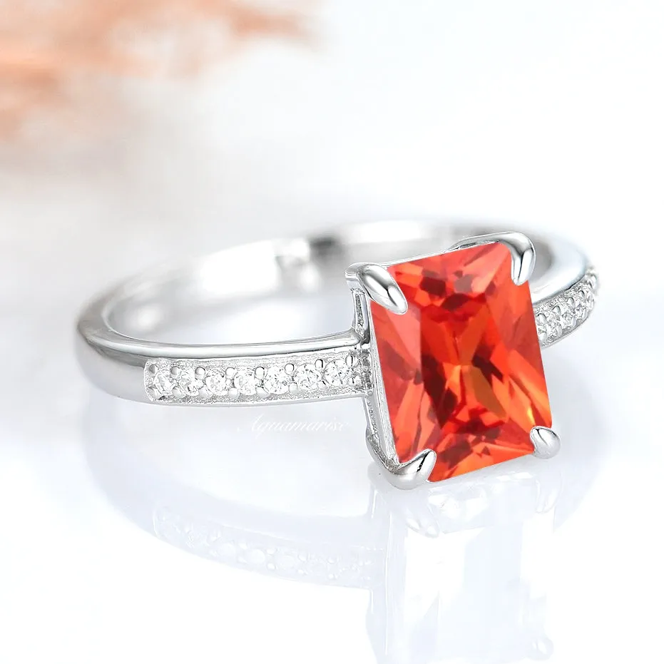 Ava Padparadscha Orange Sapphire Ring- Sterling Silver