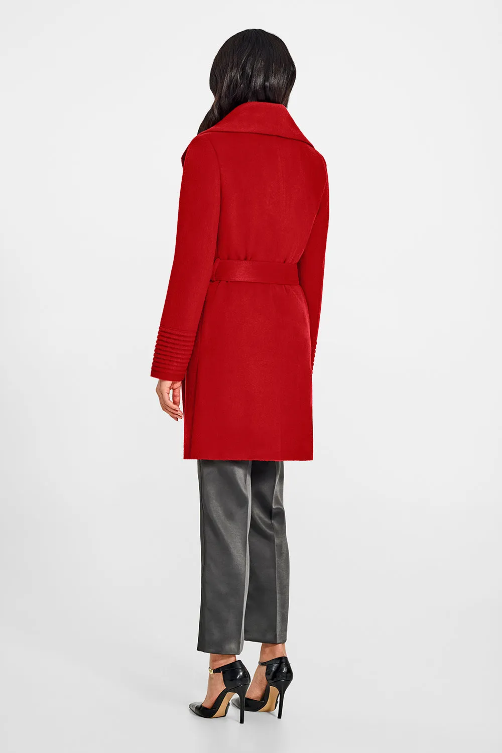 Baby Alpaca Mid Length Shawl Collar Wrap Coat