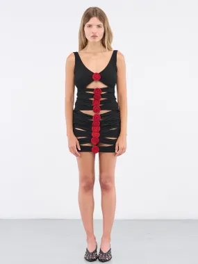 Bandage Flower Dress (234723-BLACK)