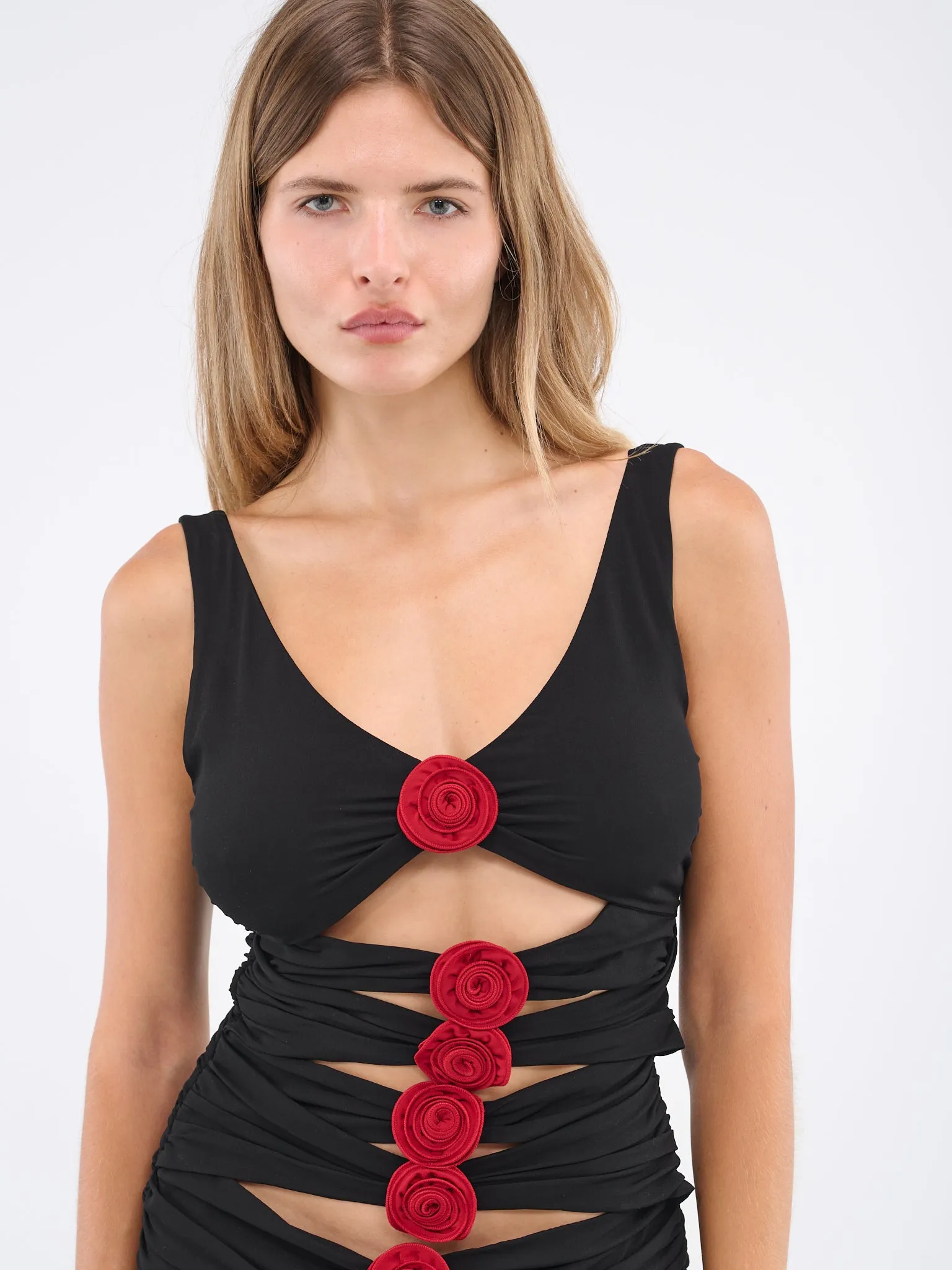 Bandage Flower Dress (234723-BLACK)