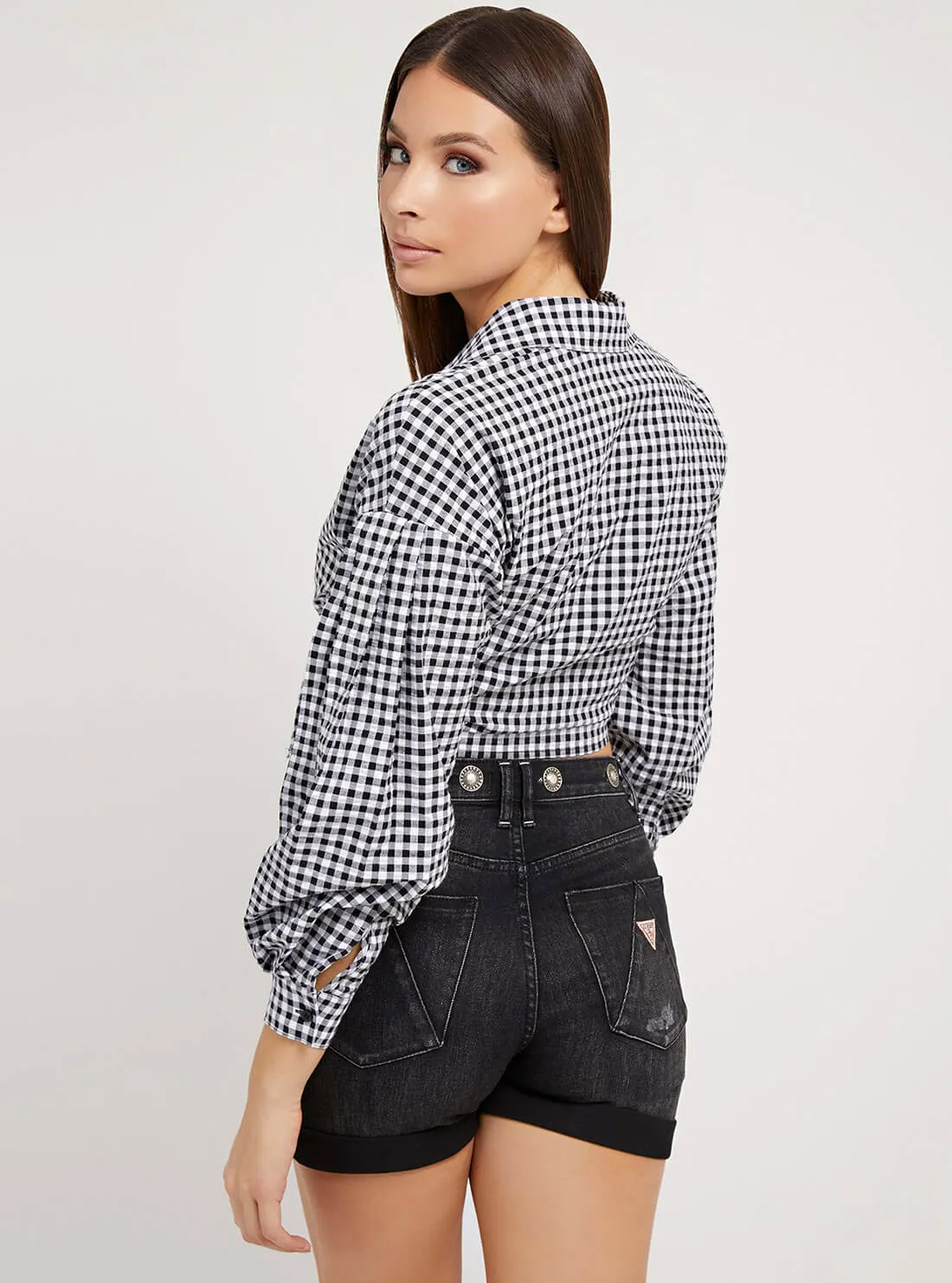 Black Gingham Savina Tie Shirt