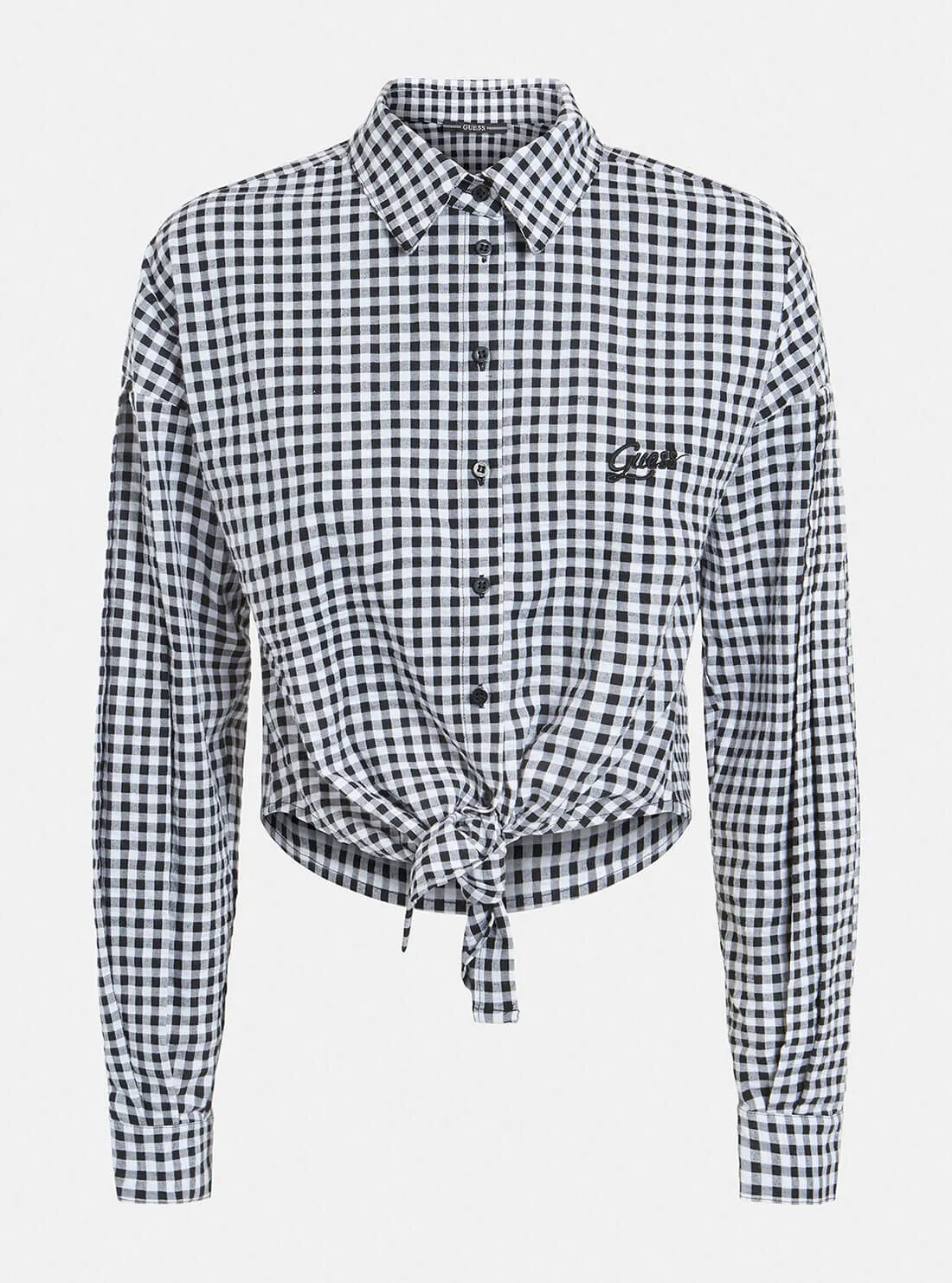 Black Gingham Savina Tie Shirt