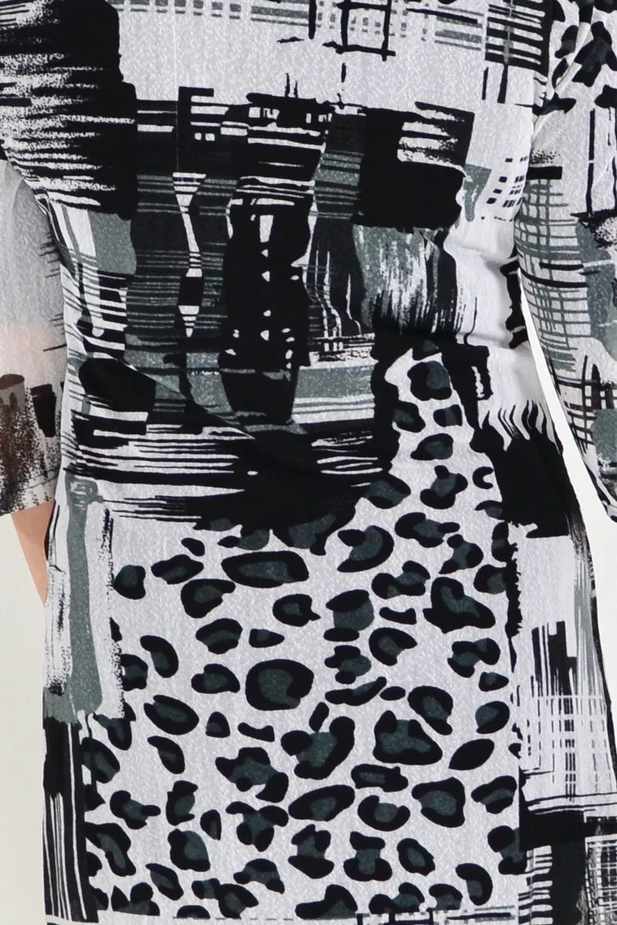 Black White Mesh Ladies Tunic Top