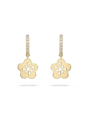 Blossom Mini Yellow Gold Diamond Drop Earrings