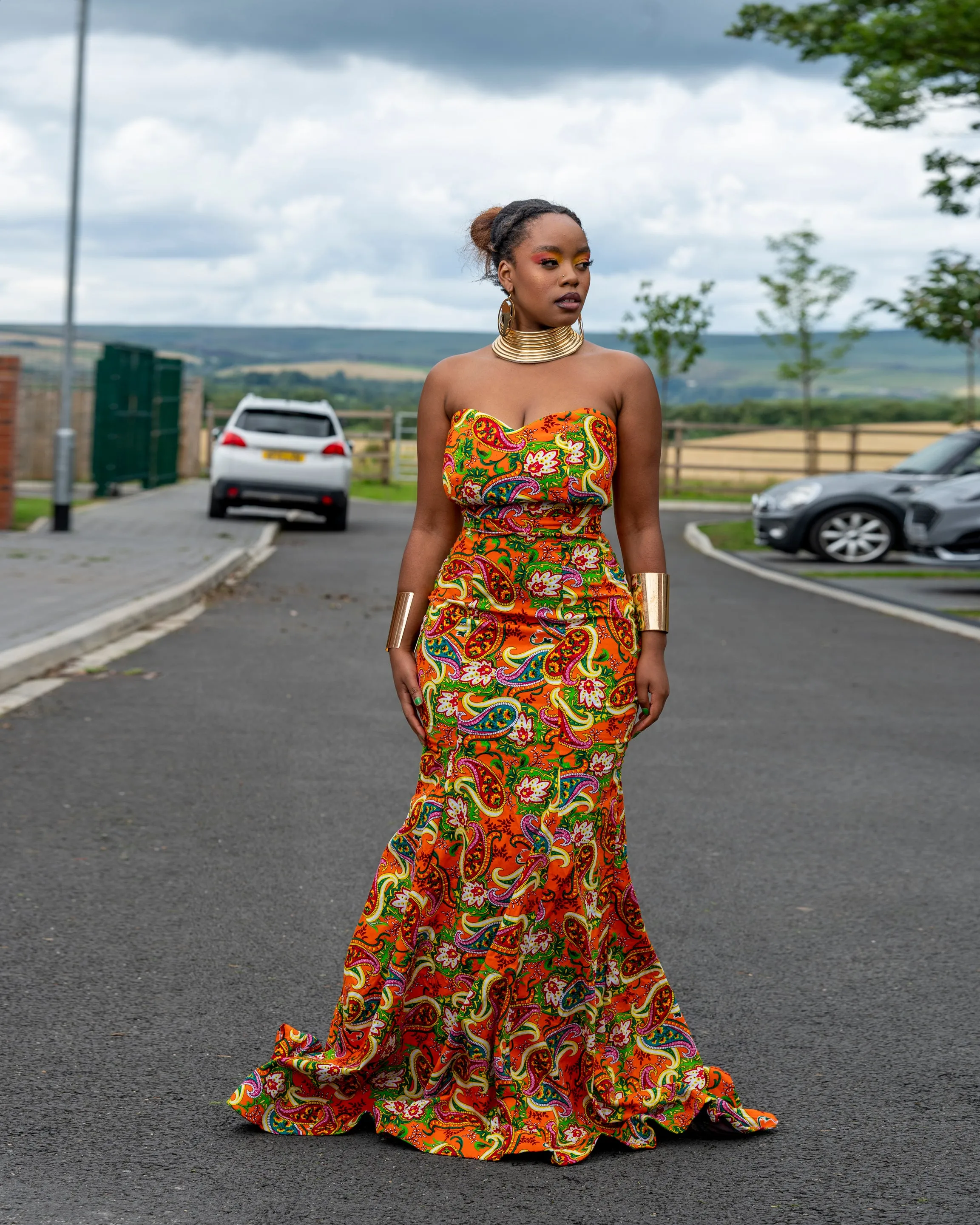 Bonnie Ankara Maxi Dress | Orange African Print