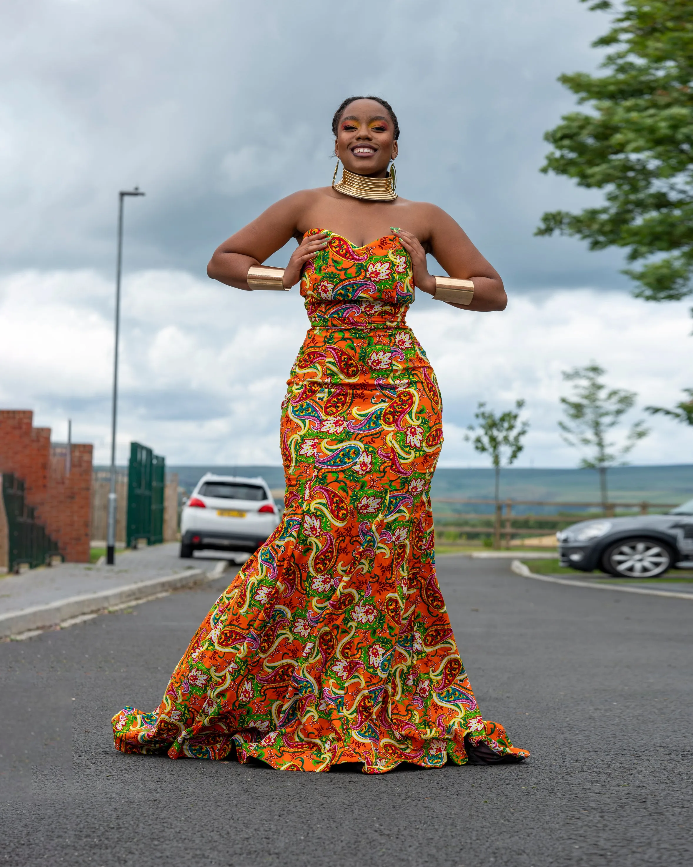 Bonnie Ankara Maxi Dress | Orange African Print