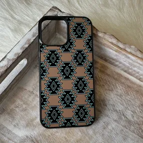 Brown Aztec design phone case