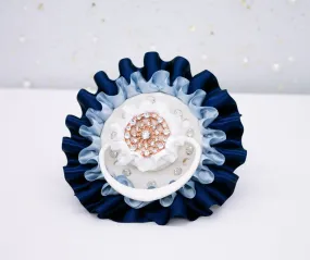 BYD French Blue, Navy and White Frill ~ RG Luxury Adult Pacifier