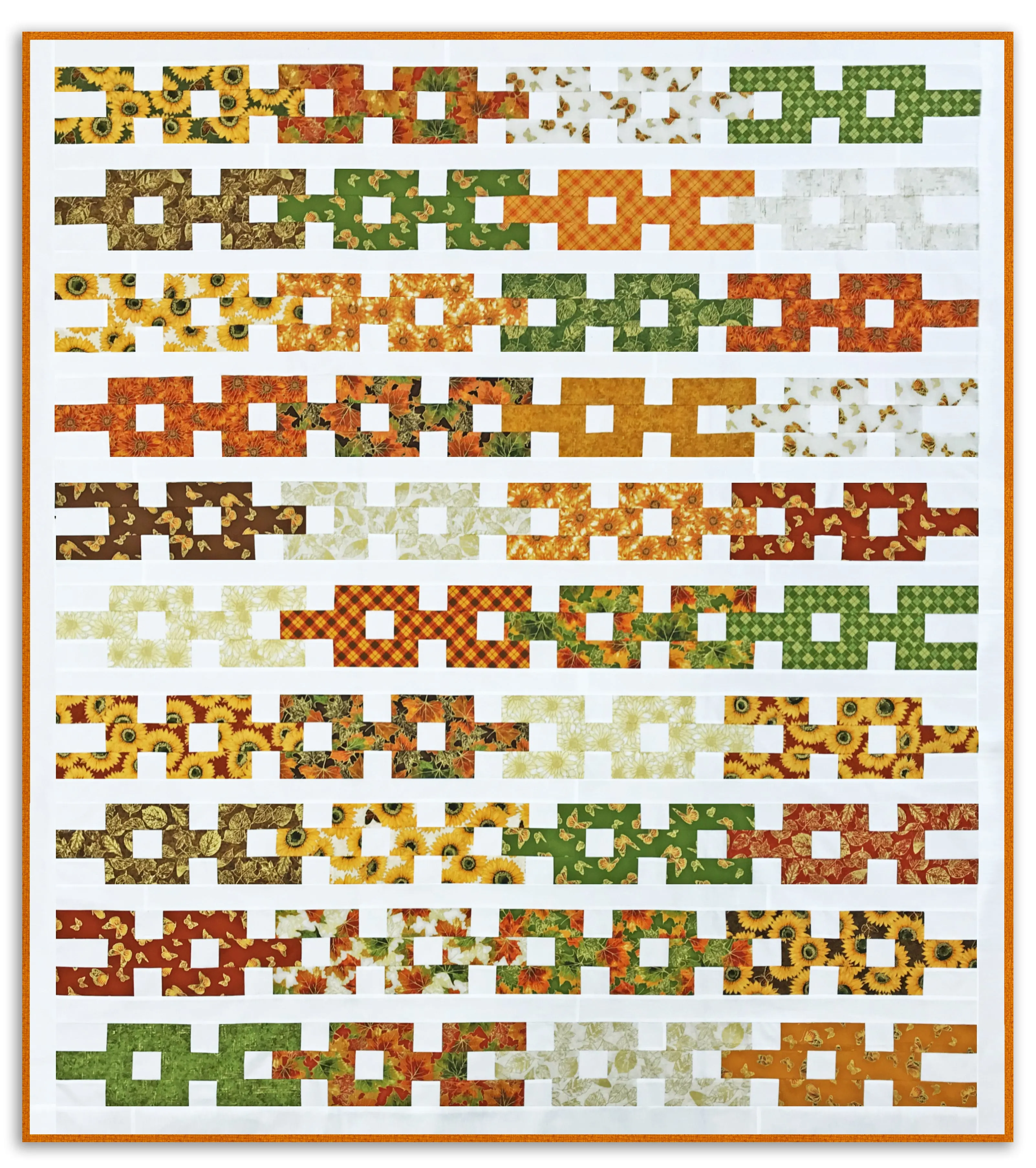 Chain Links 66" x 79"" Fully Finished Sample Quilt - Shades of the Season