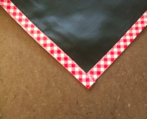 Chalk Fabric Tablecloths with Gingham Trim