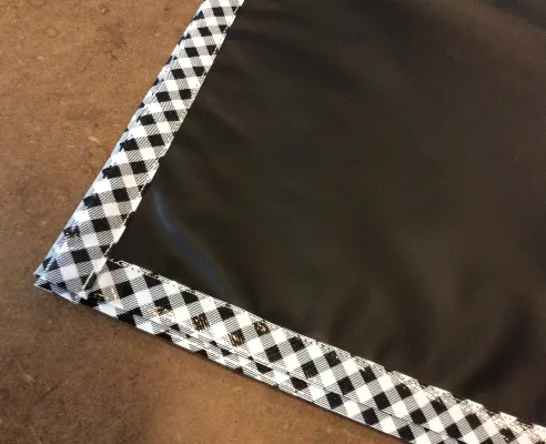 Chalk Fabric Tablecloths with Gingham Trim