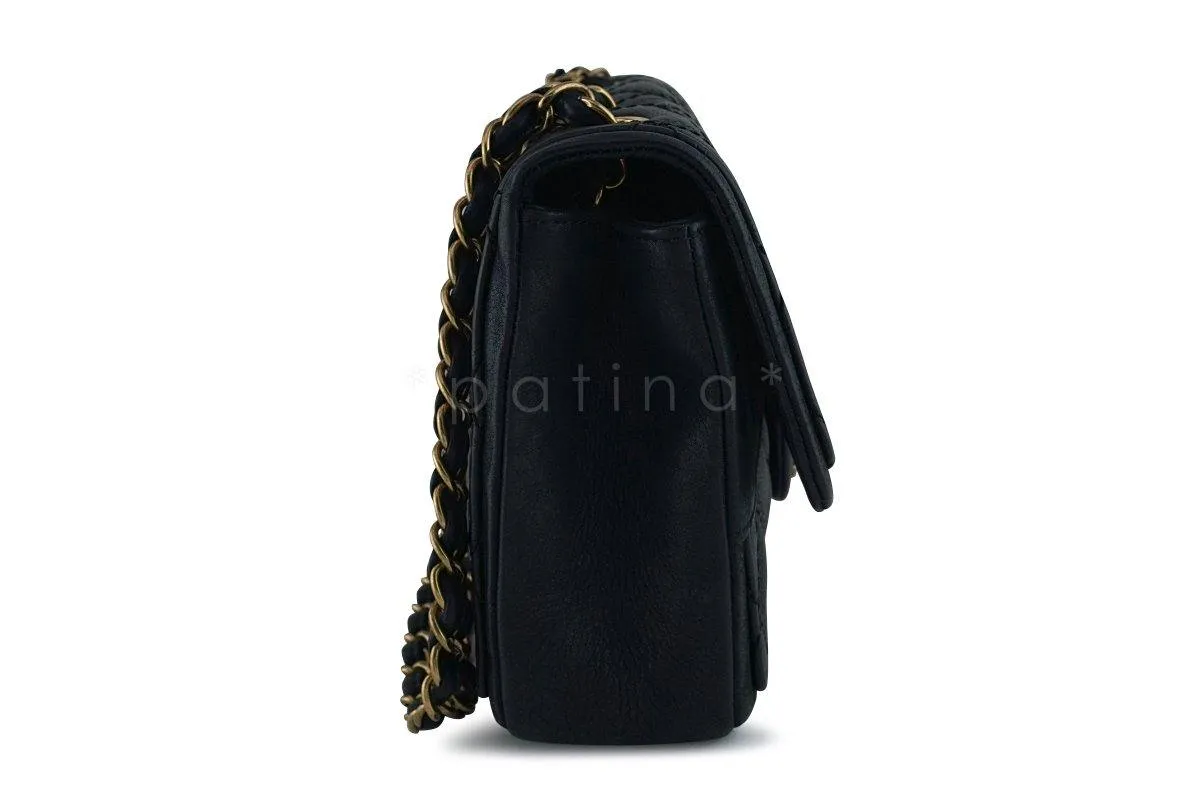 Chanel Black Aged Calf Framed Medium Classic Flap Bag