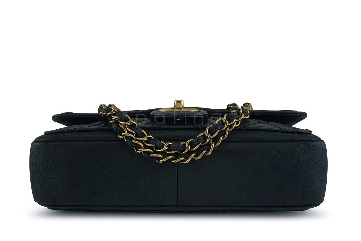 Chanel Black Aged Calf Framed Medium Classic Flap Bag