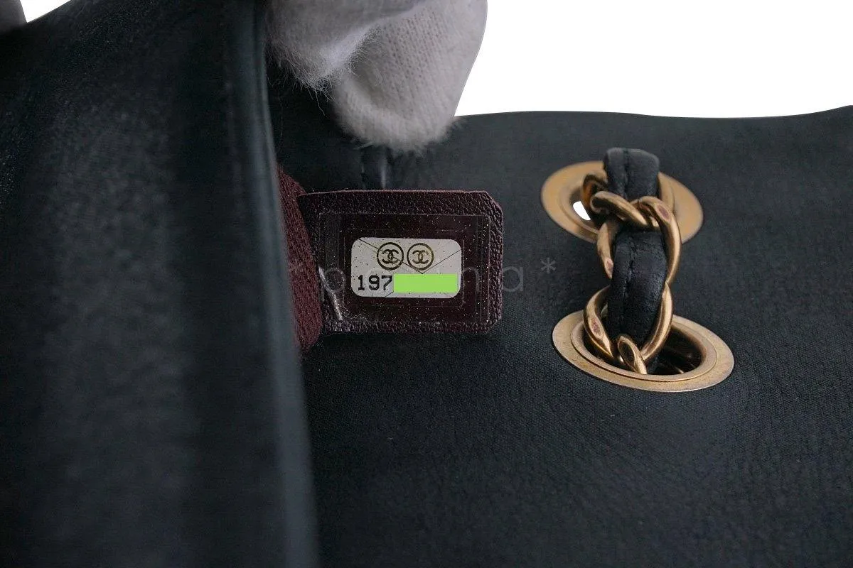 Chanel Black Aged Calf Framed Medium Classic Flap Bag