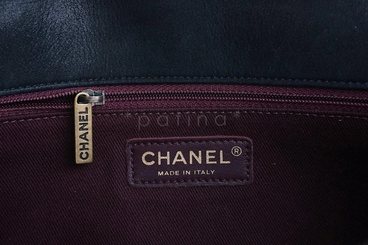 Chanel Black Aged Calf Framed Medium Classic Flap Bag