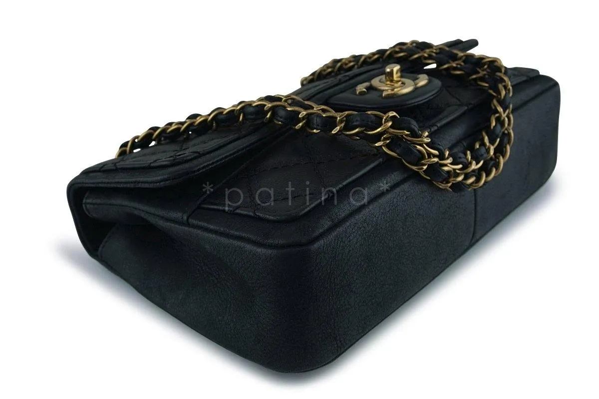 Chanel Black Aged Calf Framed Medium Classic Flap Bag