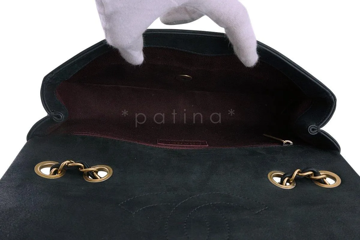 Chanel Black Aged Calf Framed Medium Classic Flap Bag