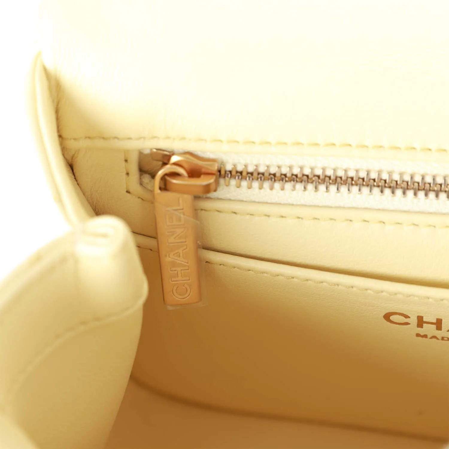 Chanel Camellia Crush Mini Square Flap Yellow Lambskin Antique Gold Hardware