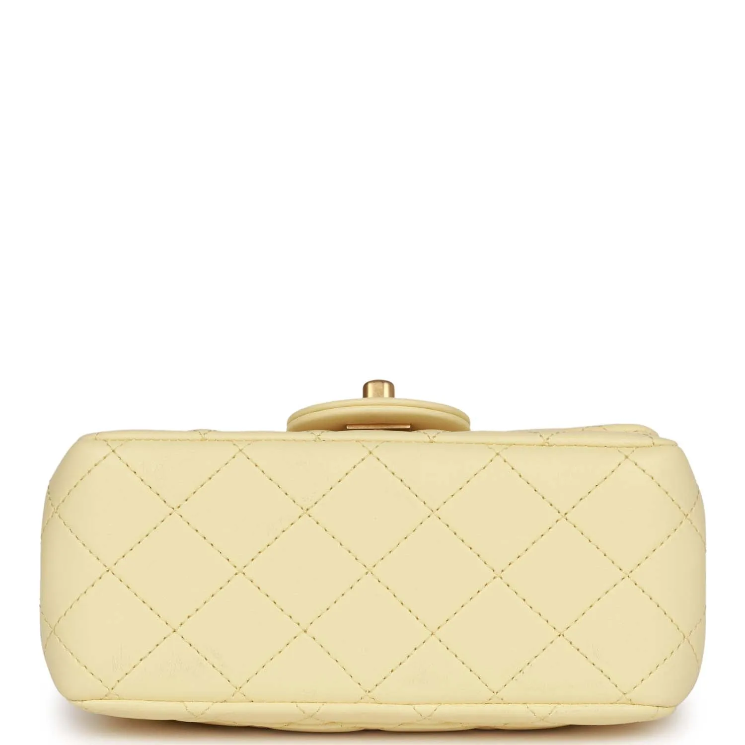 Chanel Camellia Crush Mini Square Flap Yellow Lambskin Antique Gold Hardware