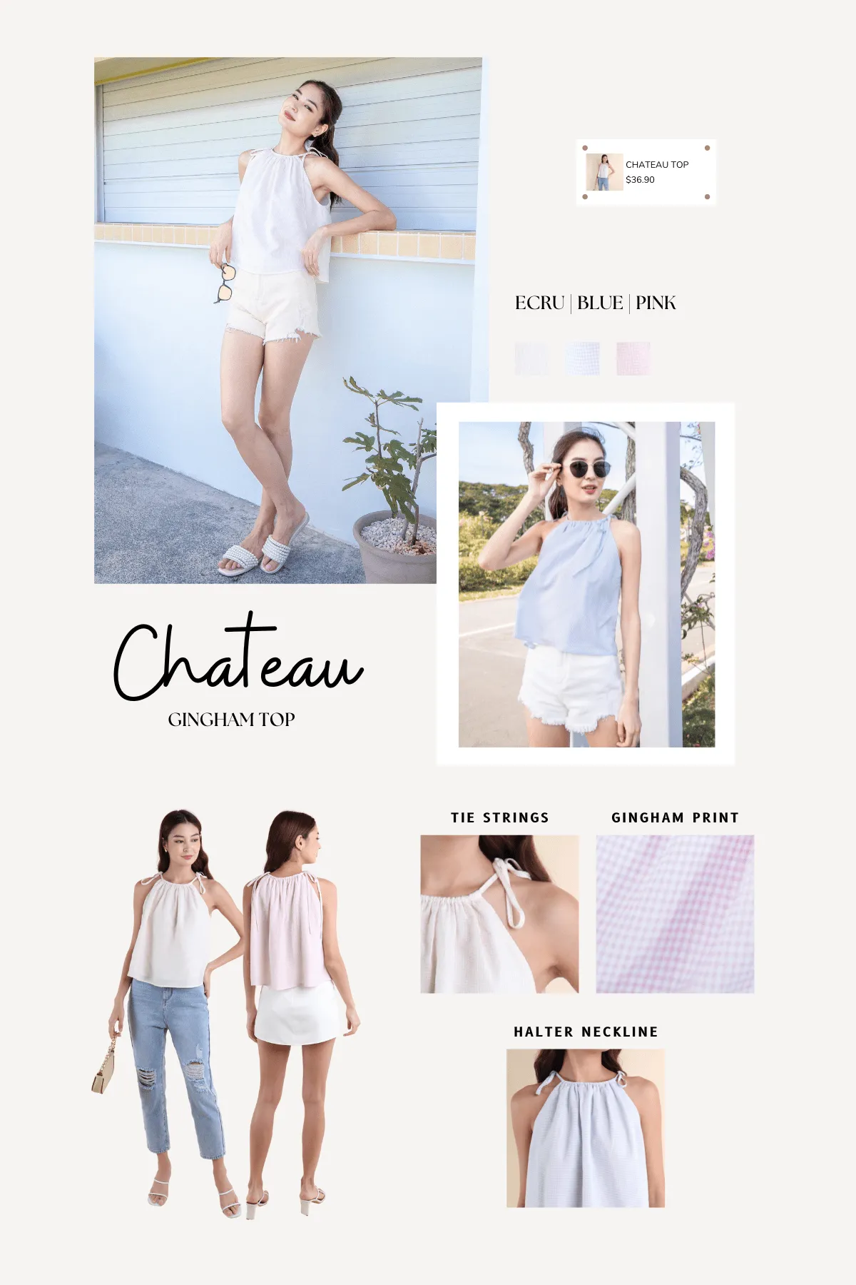 CHATEAU GINGHAM TOP IN PINK