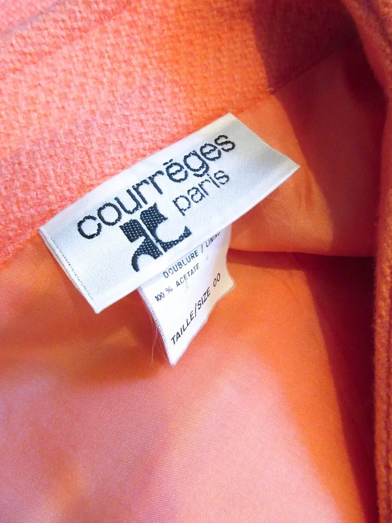 COURREGES Peach Coral Wool Coat Size 40