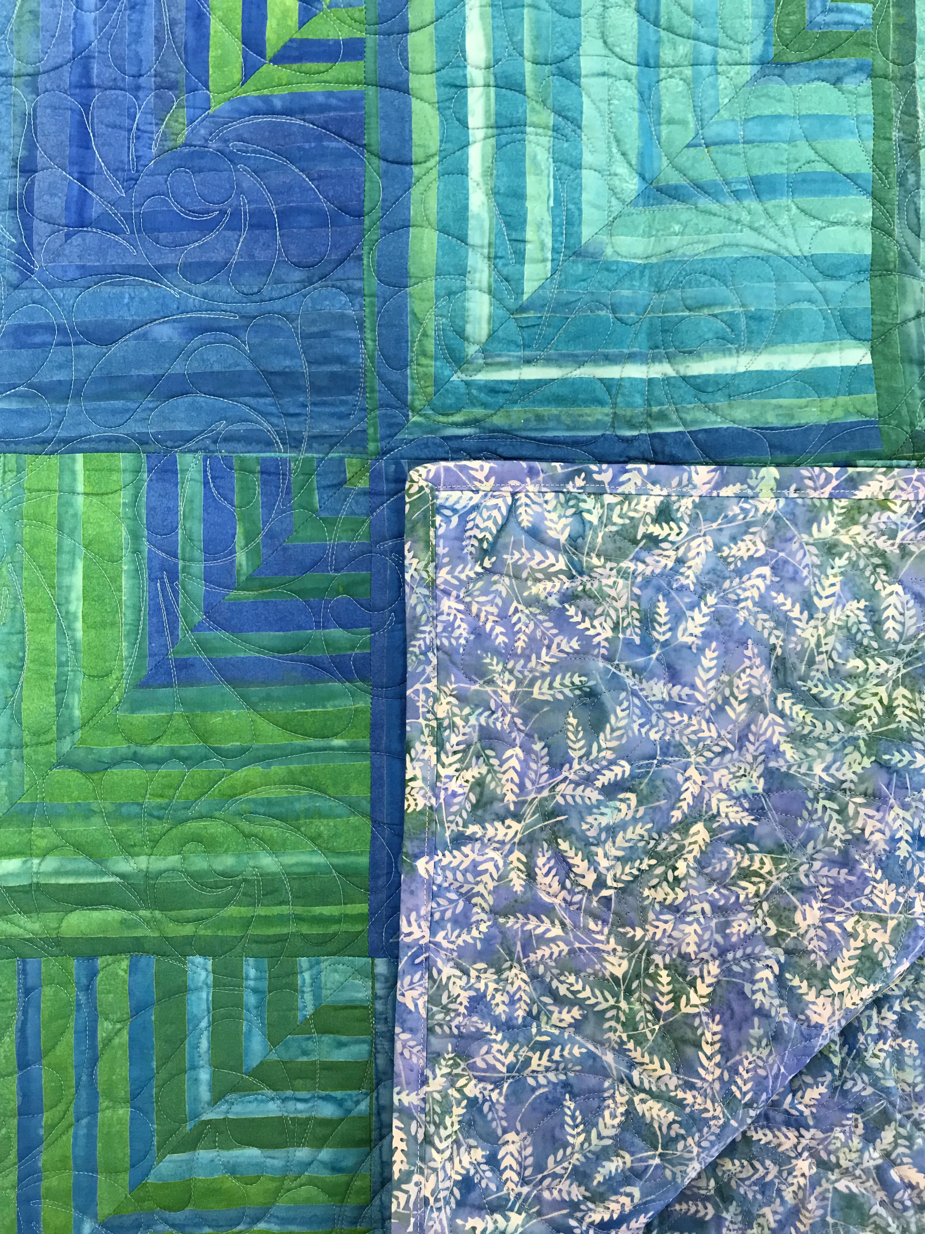 Cutting Corners 35 x 53" Fully Finished Sample Quilt - Ocean