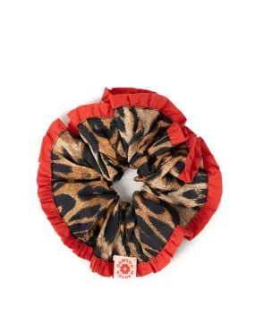 Damson Madder Frill Scrunchie Leopard Red Edge