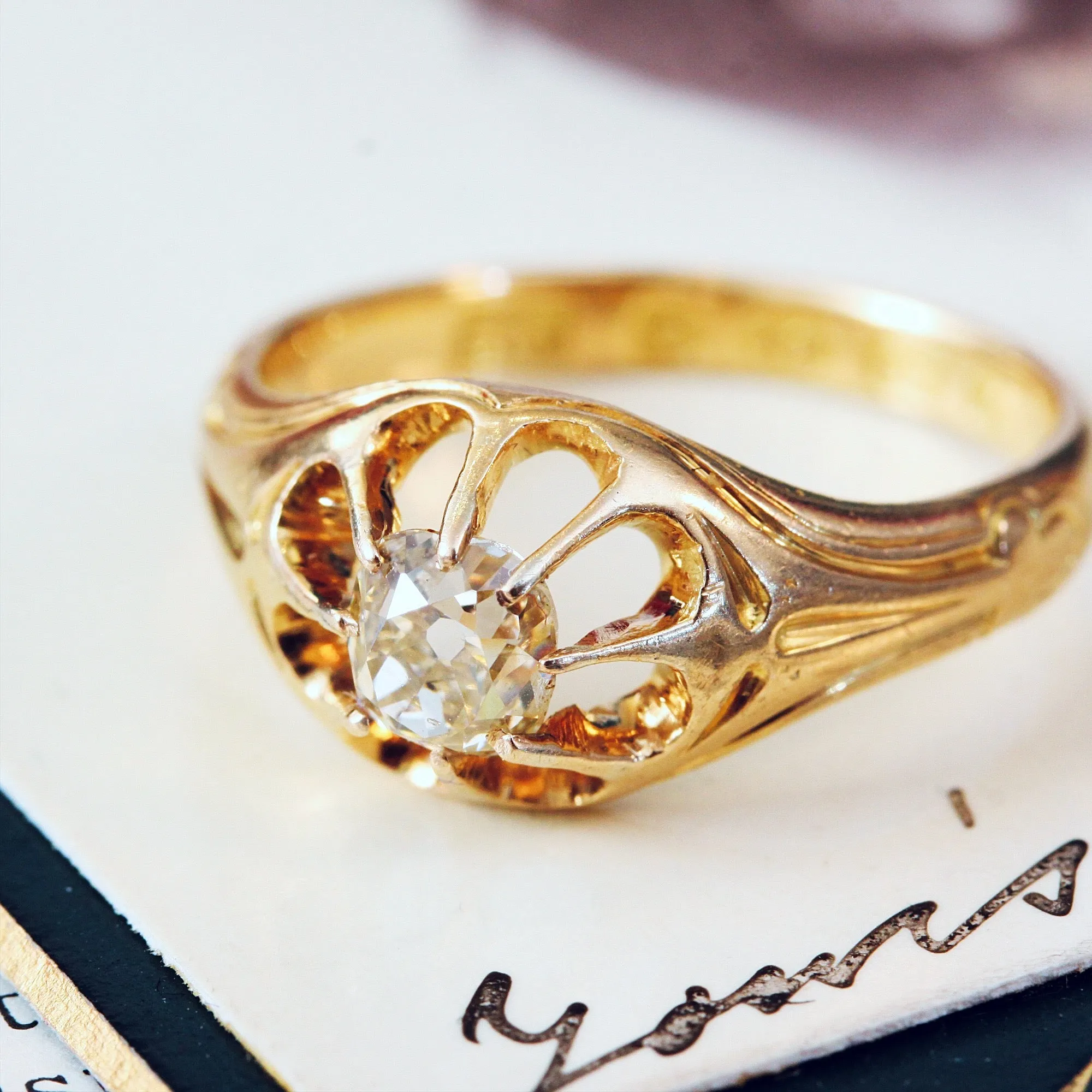 Date 1900 Arts & Crafts Diamond Solitaire Ring