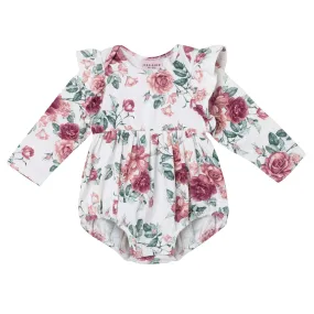 Designer Kidz Audrey Floral L/S Bubble Romper - Tea Rose (Size 000-2)