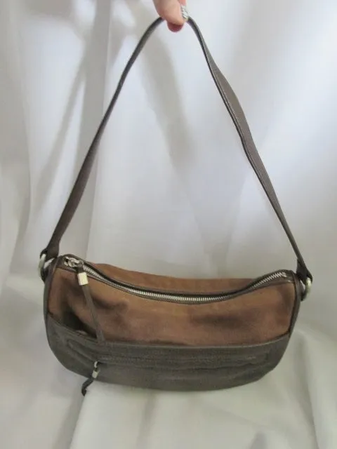 ELLEN TRACY Leather Suede indie hobo satchel shoulder bag purse BROWN CHOCOLATE