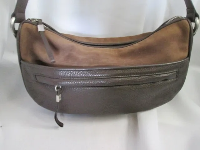 ELLEN TRACY Leather Suede indie hobo satchel shoulder bag purse BROWN CHOCOLATE