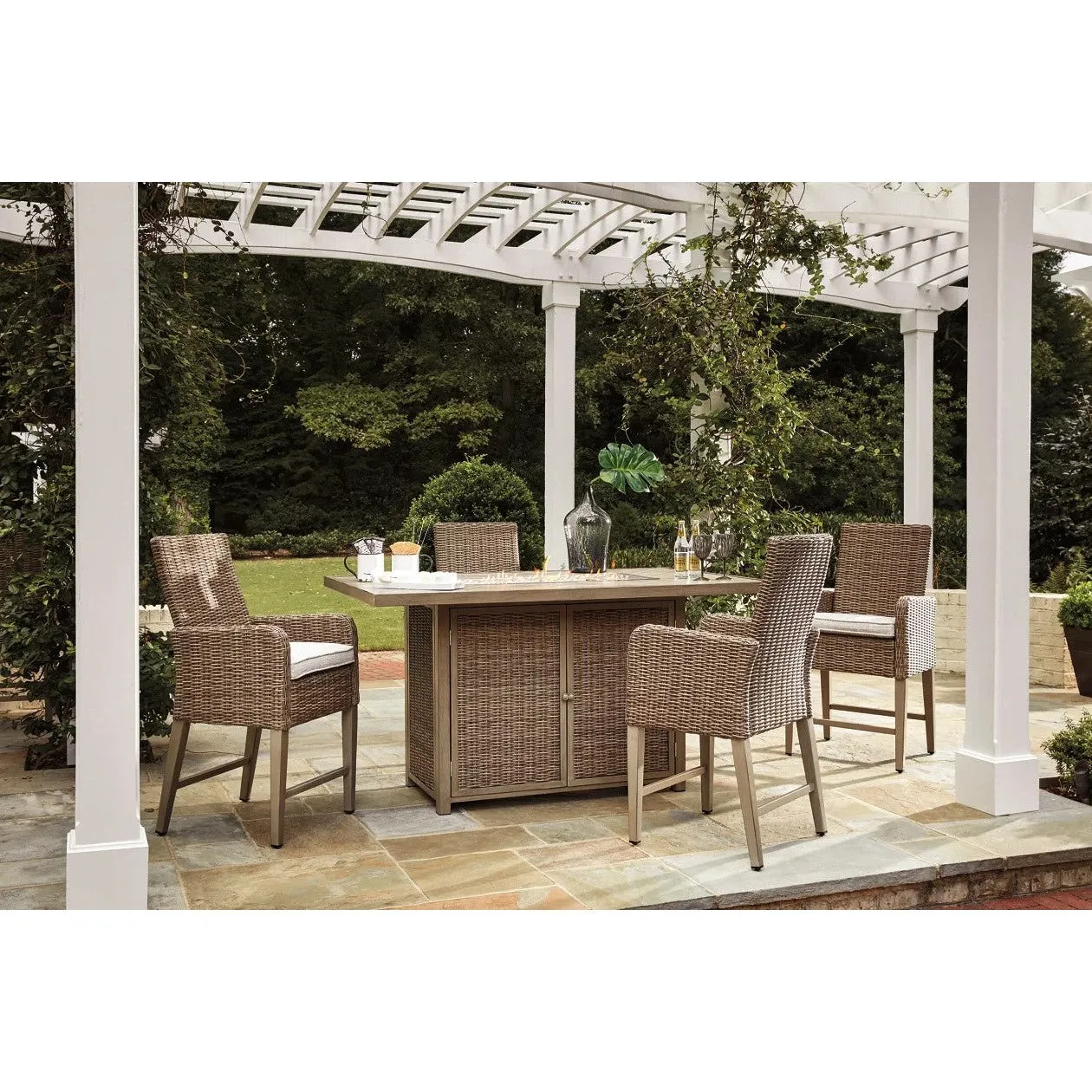 Fire Island Mist 5pc Outdoor Tall Firepit Set