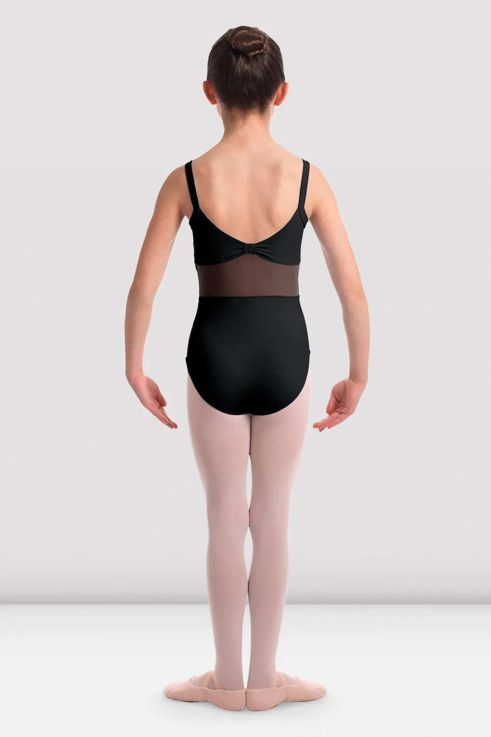 Girls Lezlie Mesh Back Rose Embroidered Leotard