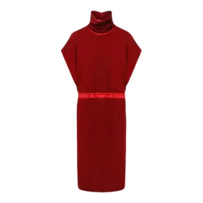 Gucci High Neck Flannel Wool Dress