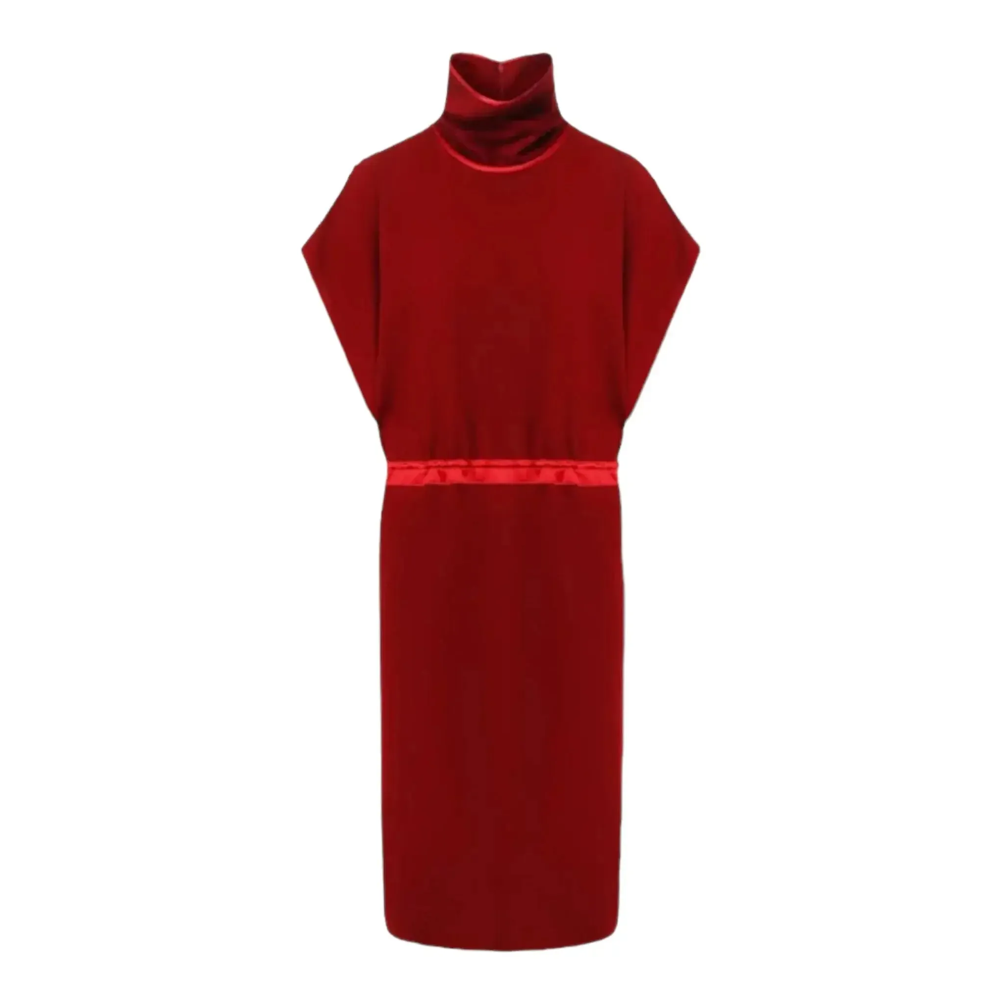 Gucci High Neck Flannel Wool Dress