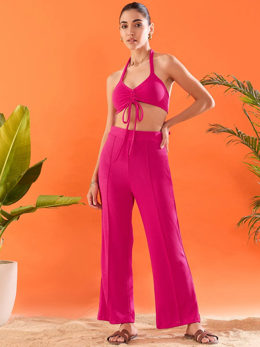 Halter Neck Front Tie-up Coord Set