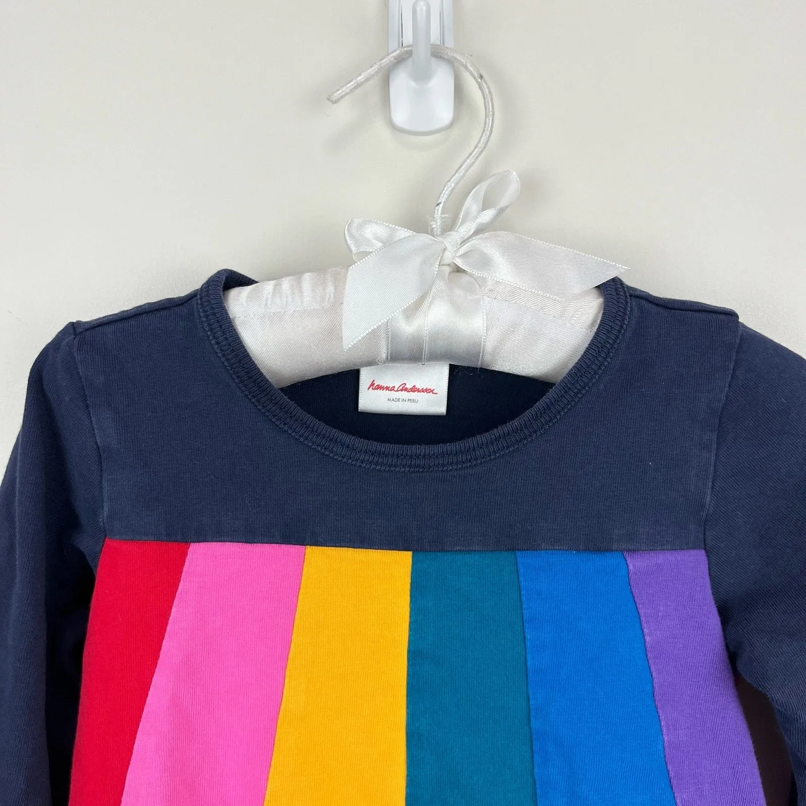 Hanna Andersson Girls Rainbow Stripe Dress 90 cm 3T