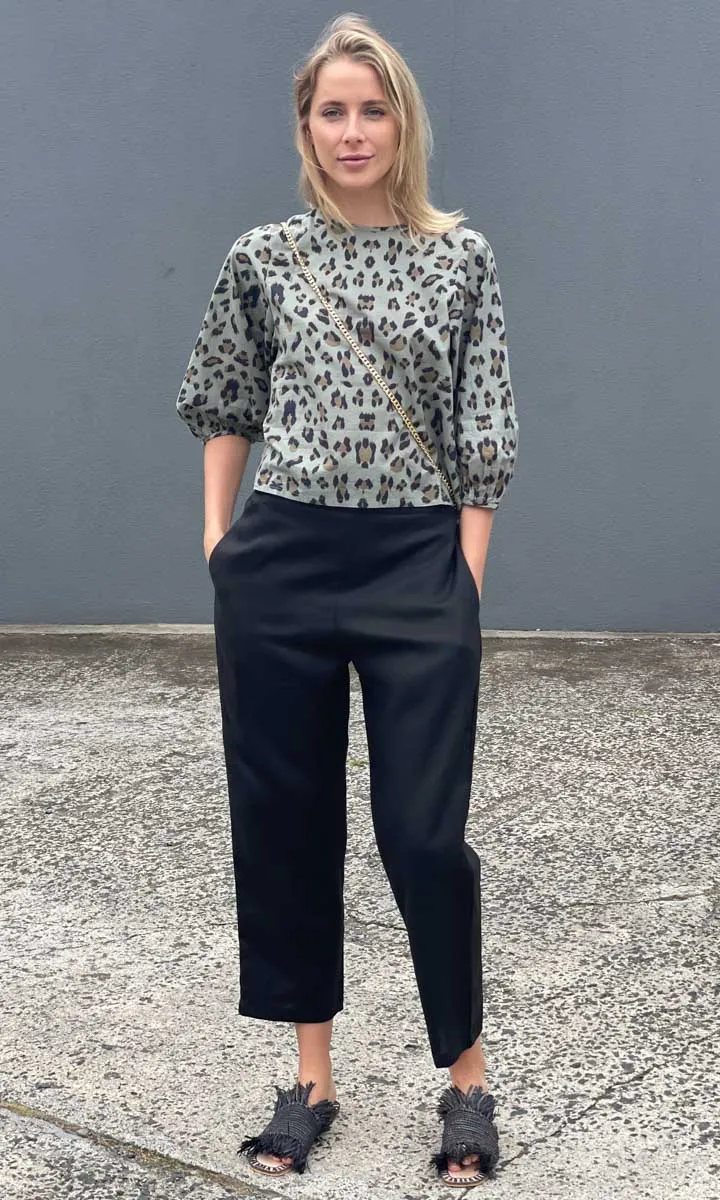 Hoss Green Animal  Tie Back Top