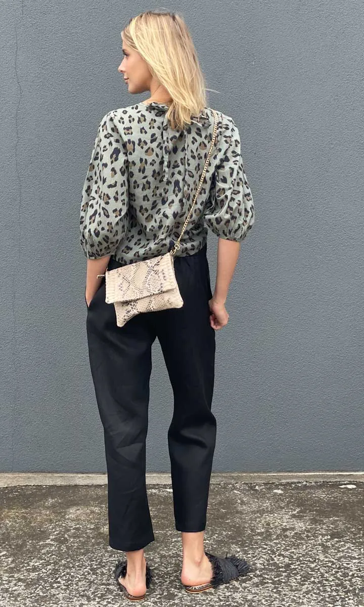 Hoss Green Animal  Tie Back Top