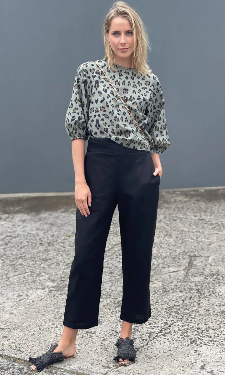Hoss Green Animal  Tie Back Top