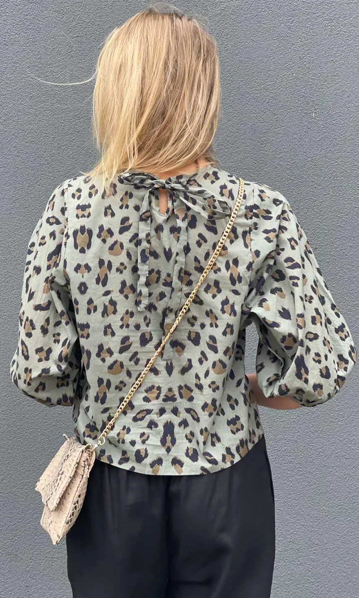 Hoss Green Animal  Tie Back Top