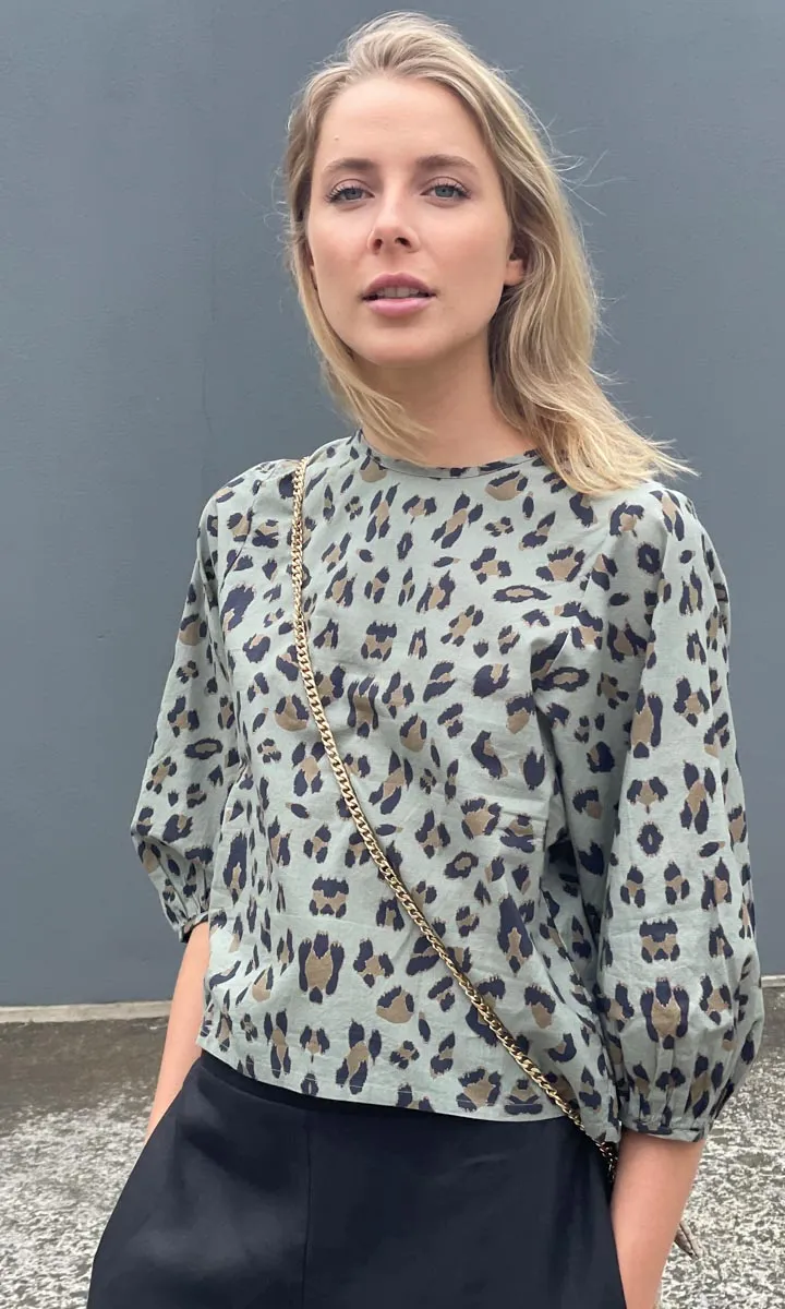 Hoss Green Animal  Tie Back Top
