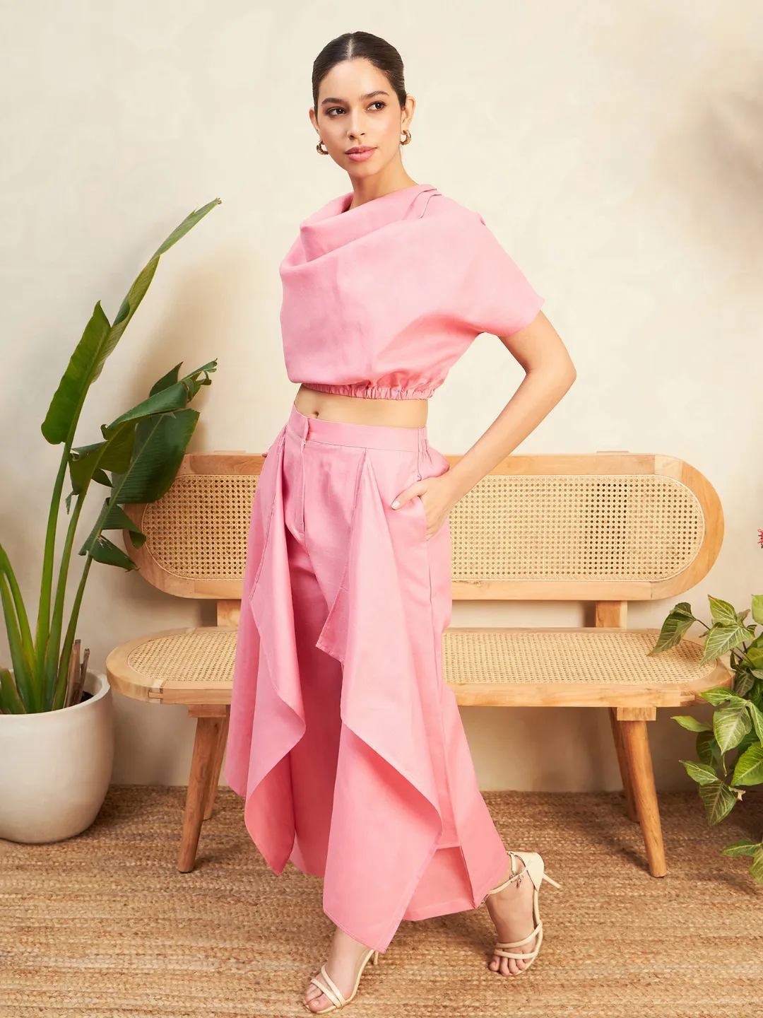 Linen Cowl Neck Two Piece Co-ord Set